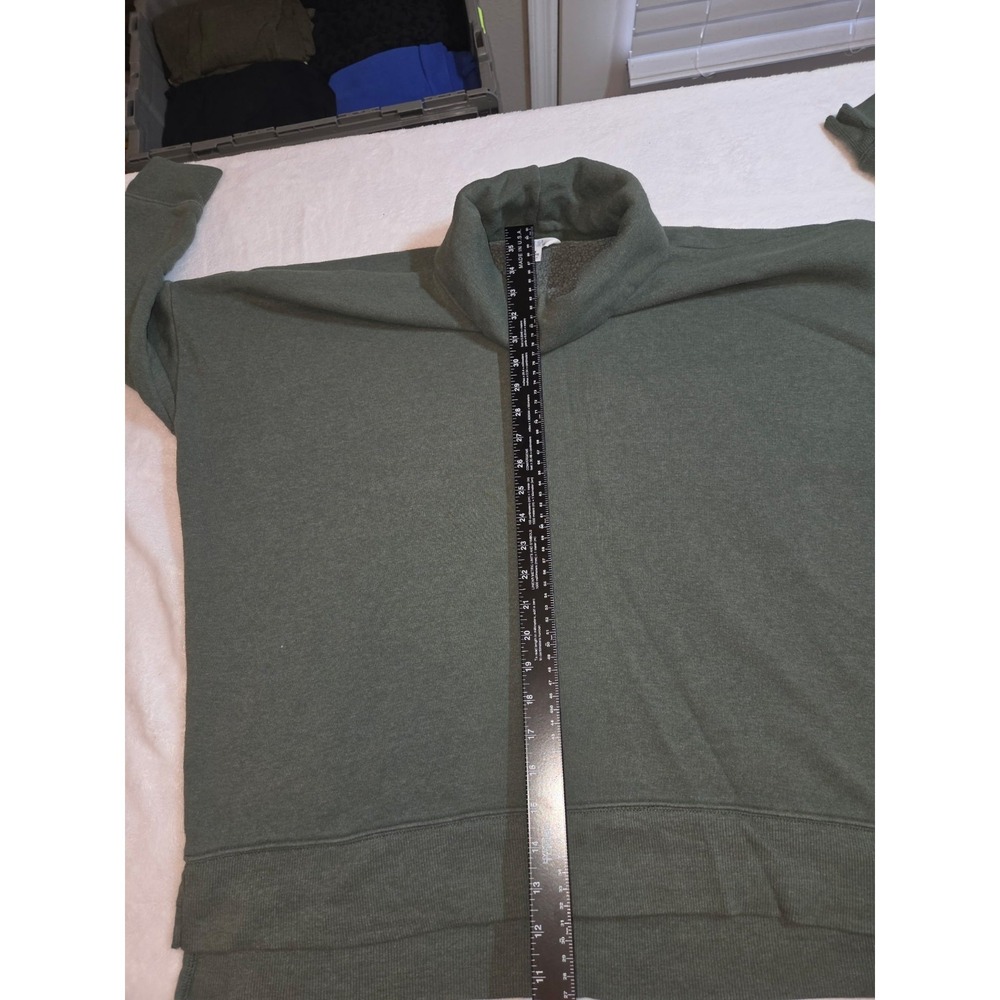 005-Time and Tru Womens Medium Olive Green Funel Neck Fleece Pullover Sweatshirt